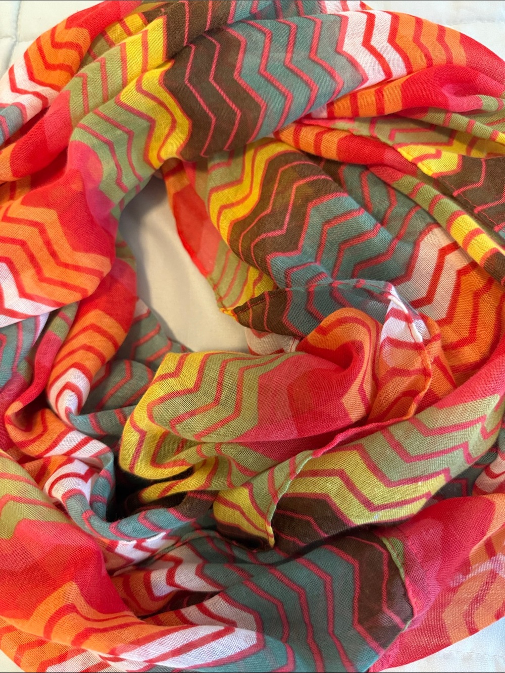Natasha Colorful Infinity Scarf, Lightweight & Soft, 72” around by 35” wide